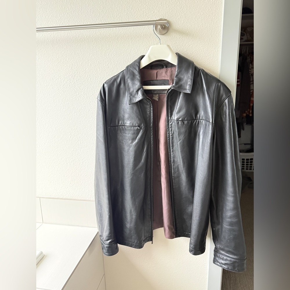 Vintage Banana Republic Black Leather Shirt Jacket